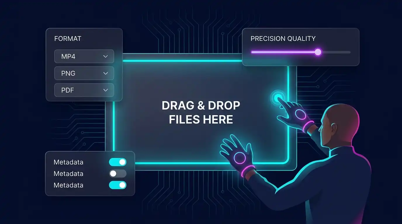 Quick conversion hub interface demonstrating local drag and drop upload