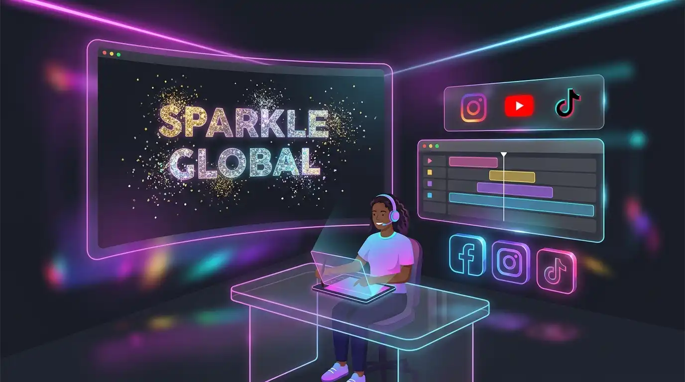 Create sparkling animated text and glitter effects for social media
