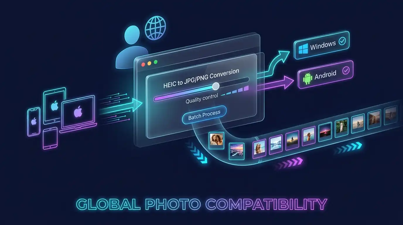 Instantly convert HEIC iPhone photos to JPG for universal device compatibility