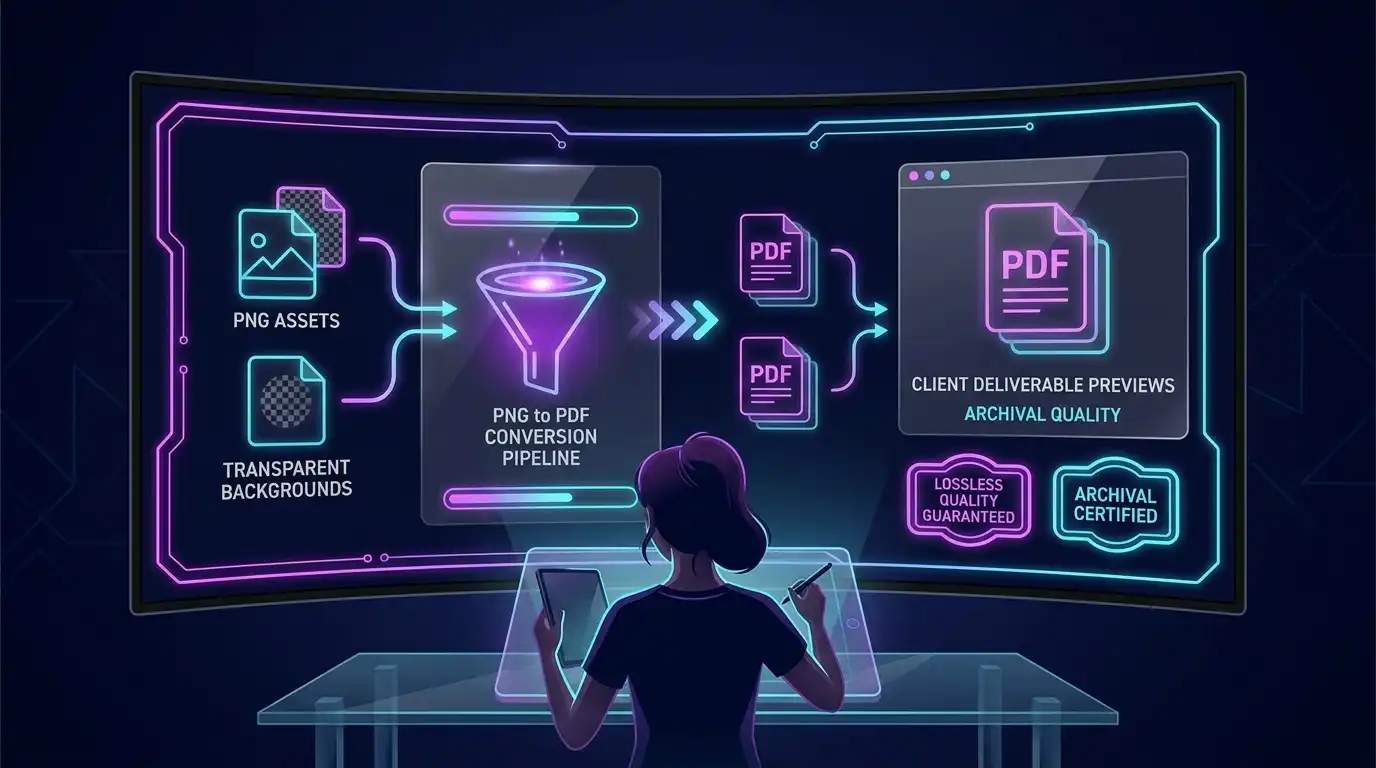 Convert high quality PNG to PDF for professional graphic design portfolios