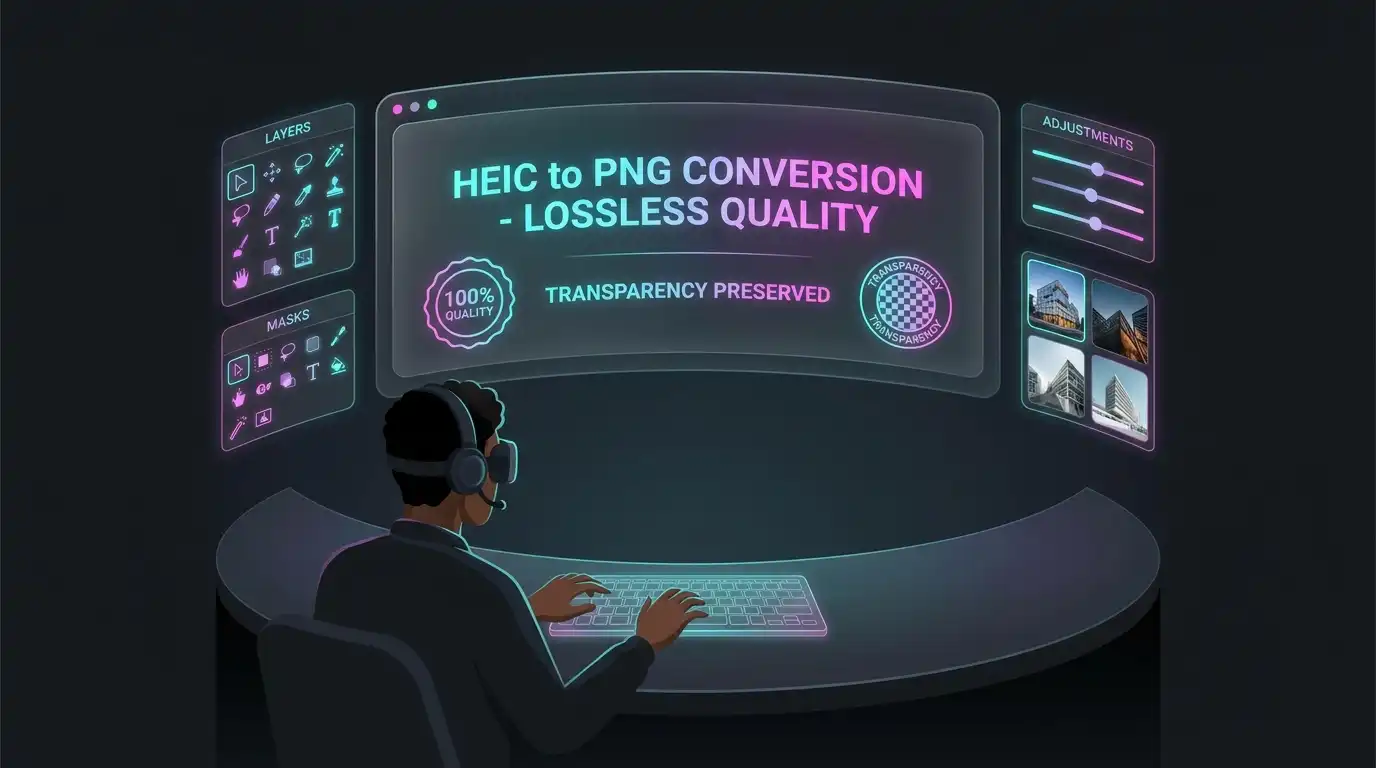 Convert HEIC to PNG with lossless quality for professional graphic design