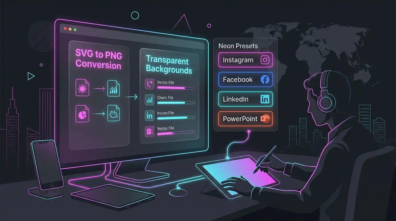 Convert SVG vector files to PNG for social media and presentations