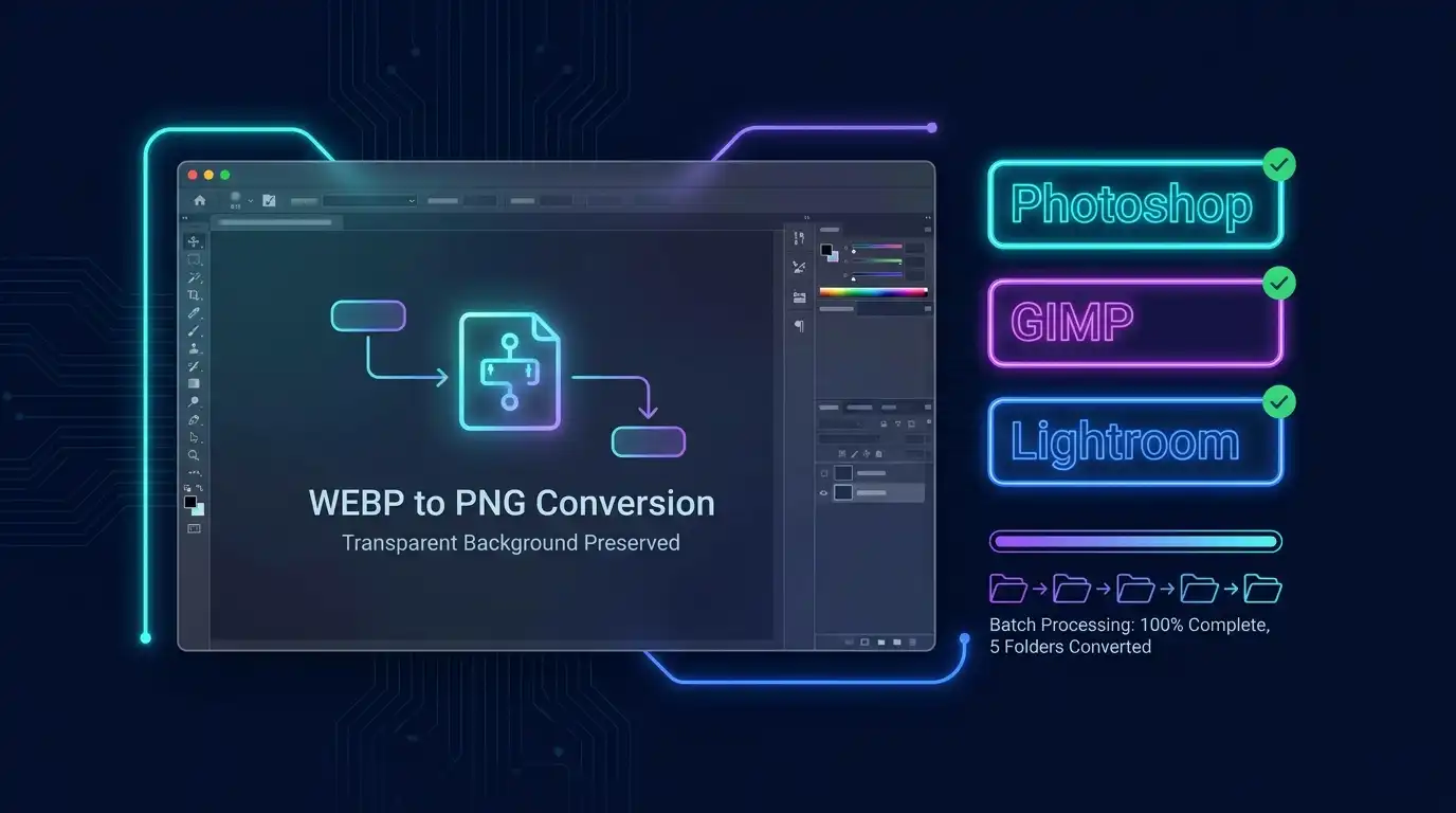 Convert WEBP to PNG for compatibility with professional photo editing software