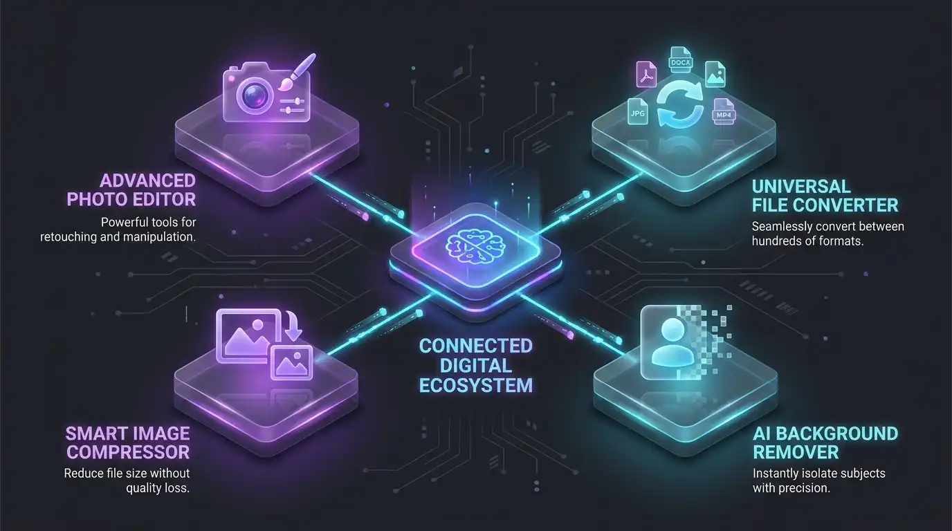 Core ecosystem of image editing, compressing and format conversion tools