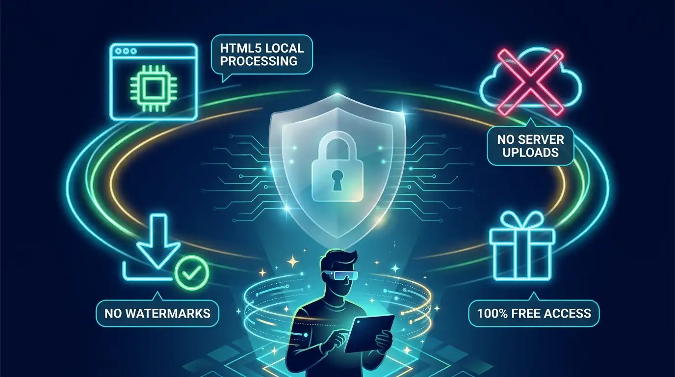 Illustration representing data privacy, security, and local browser processing