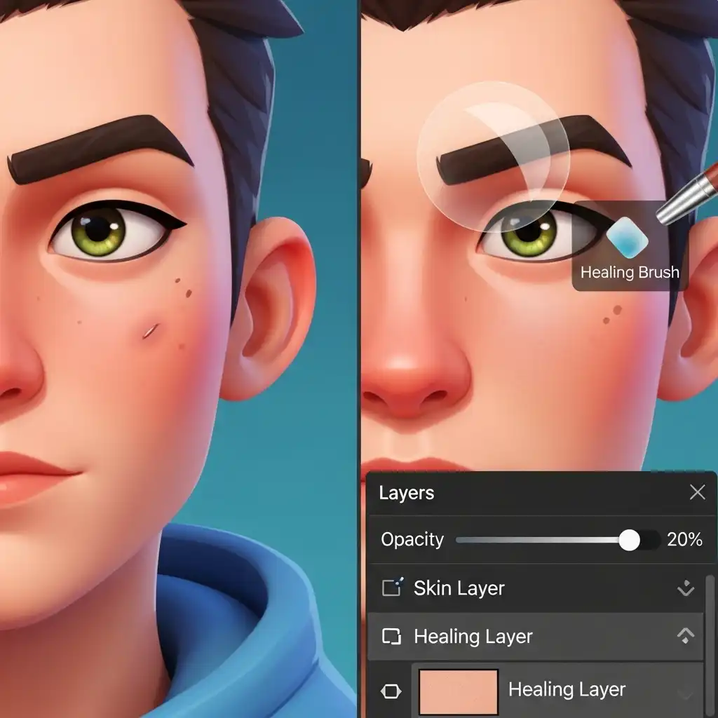 Using the Healing Brush tool to remove spots and blemishes