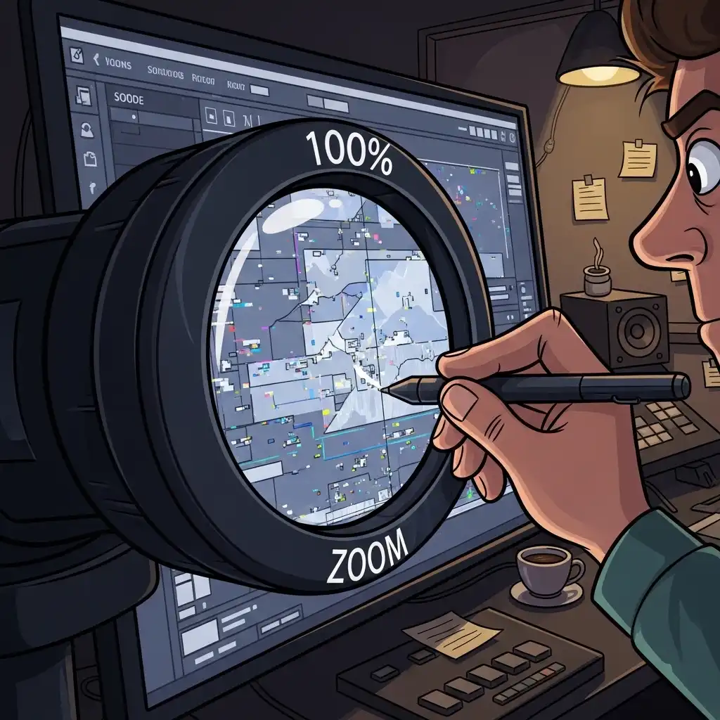 Checking image details at 100% zoom level