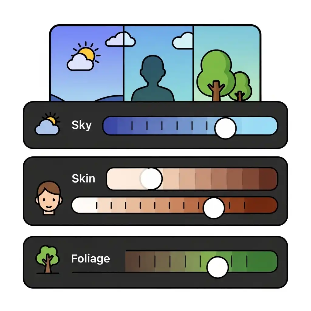 Adjusting Hue, Saturation, and Luminance in HSL panel
