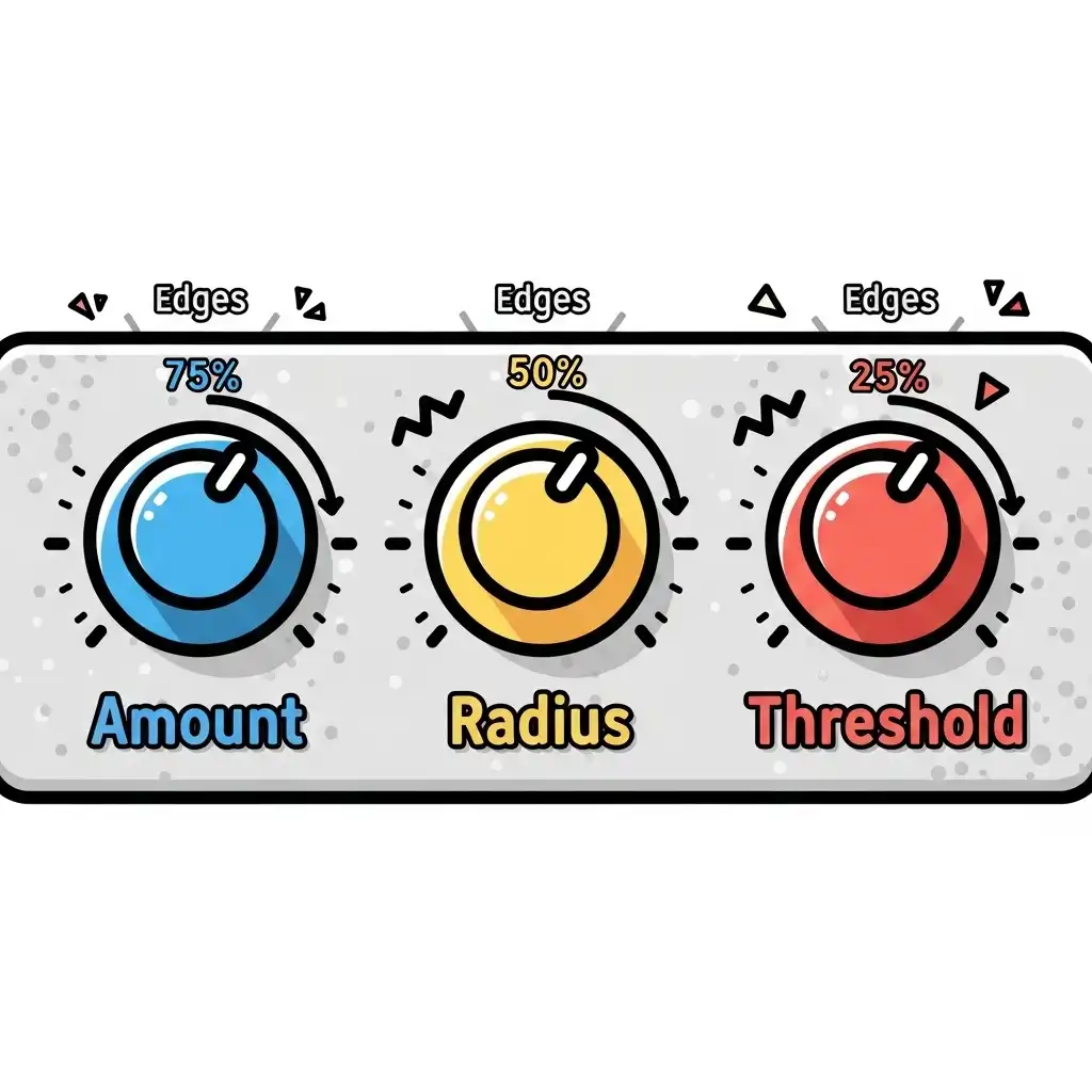 Close-up detail showing the effect of sharpening settings on image edges