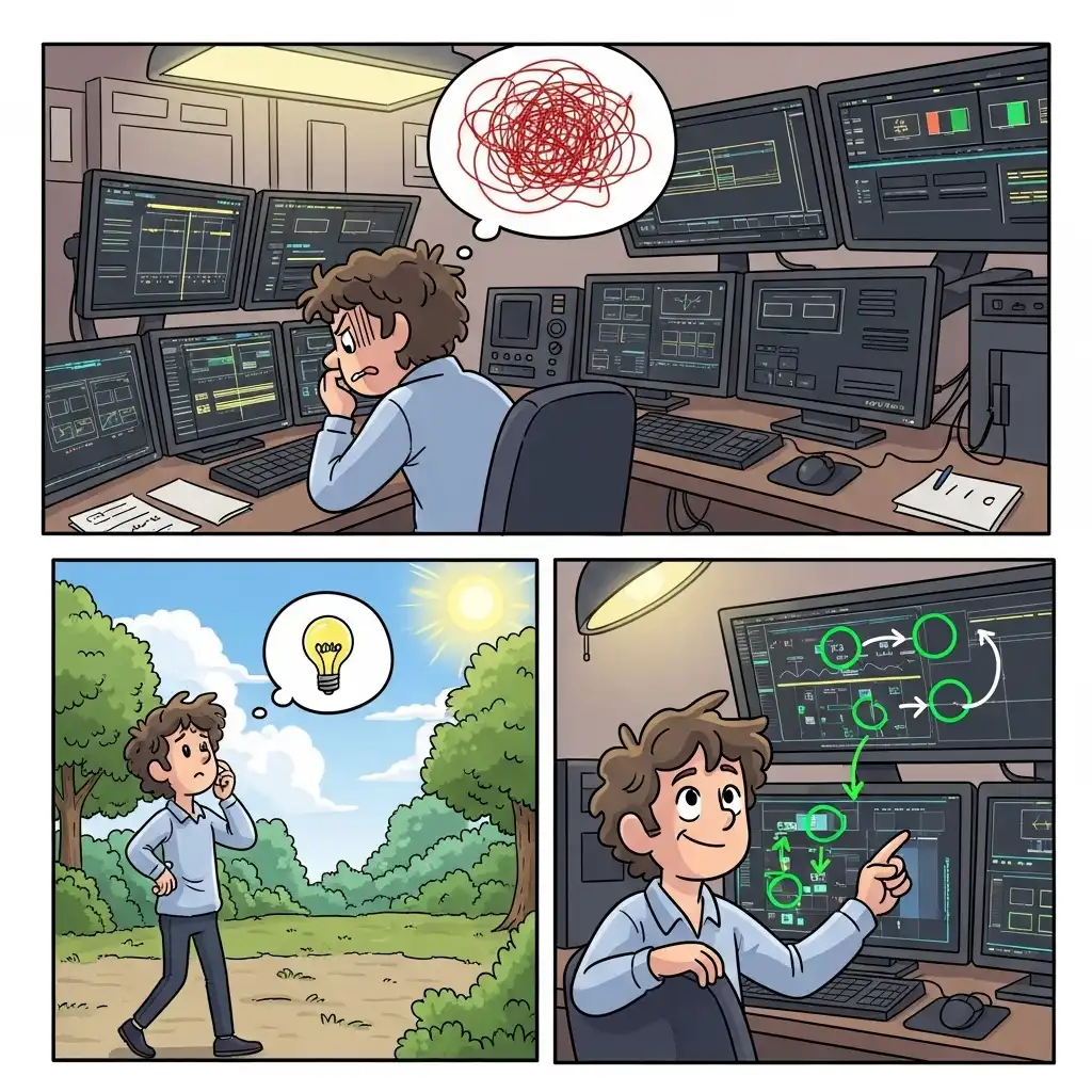 Photo editor taking a break to refresh visual perception